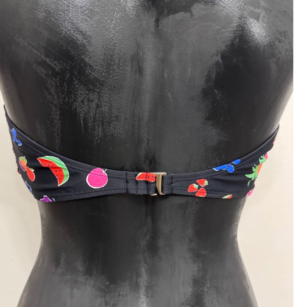 Kate Spade New York Fruit Bandeau Bikini Top Black Multi Sz M Coquette Vacation - Picture 2 of 4